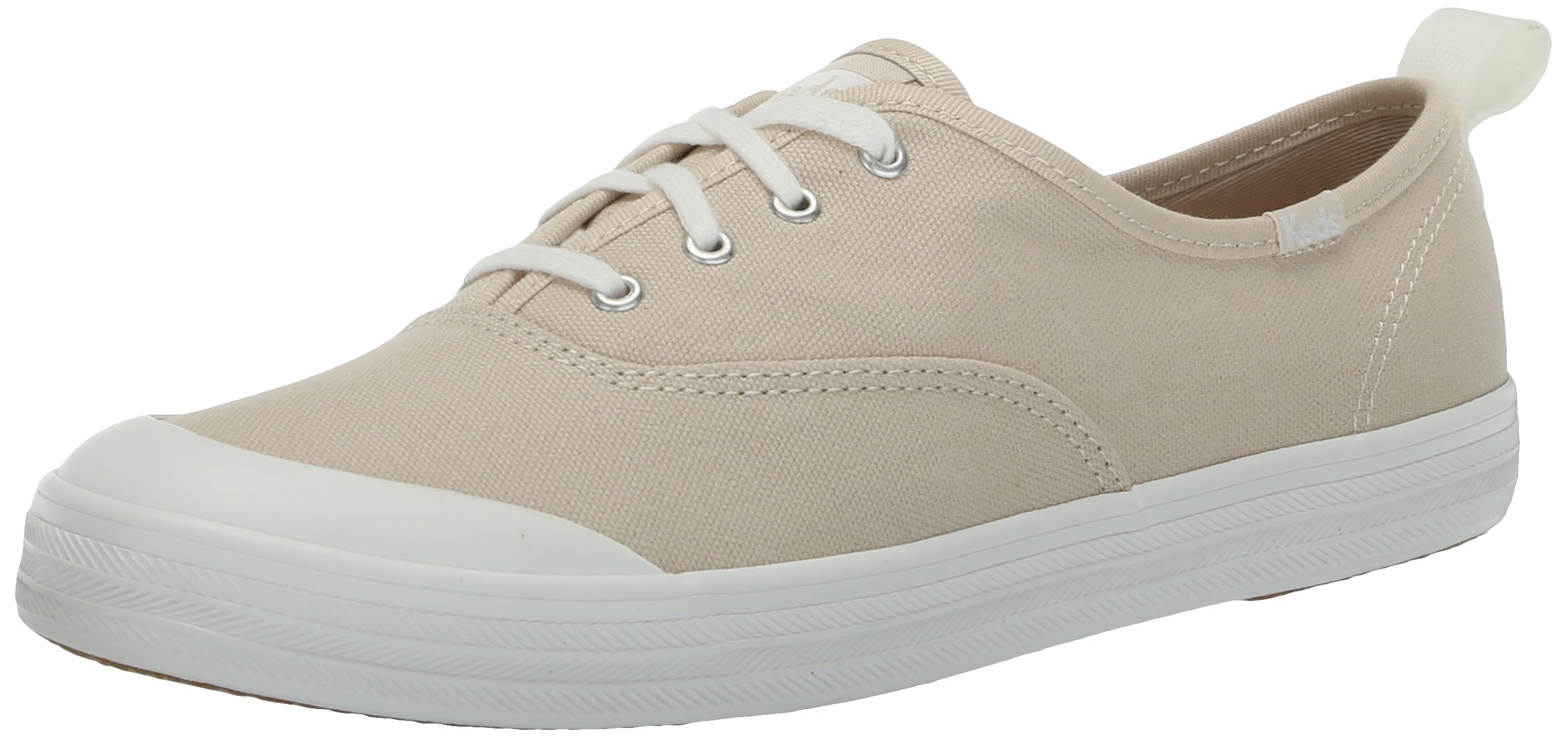 Keds Women's Champion Toe Cap Lace Up Sneaker, Oatmeal Canvas
